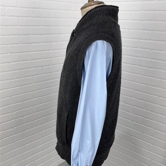 Banana Republic Sweater Vest Mens Large Gray Knit Zip Wool Nylon Sherpa Classic - Picture 3 of 9